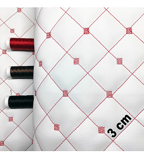 Ekokůže prošívaná MIX 3x3 cm barva Bílo-Červená  1,2 m x 0,8 m