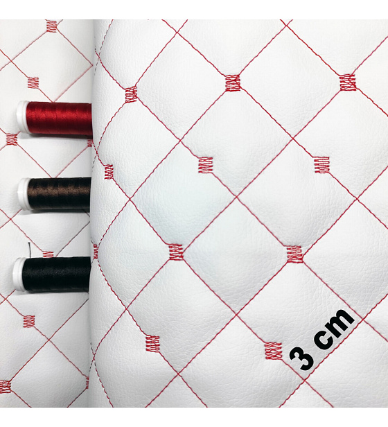 Ekokůže prošívaná MIX 3x3 cm barva Bílo-Červená  1,2 m x 0,8 m