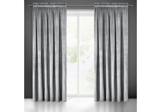 Jednobarevné Závěs s řasící páskou ŠEDÁ 140x250 cm