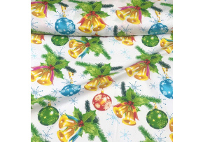 Vianočný bavlnenej látky vzor Vianoce na Bielom, metráž 160 cm Vianočný bavlnenej látky vzor Vianoce na Bielom, metráž 160 cm