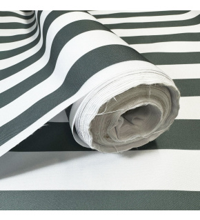 Látka do exteriéru na zahradné lehátka a húpacie siete, farba bielo-grafitová, prúžok 5 cm