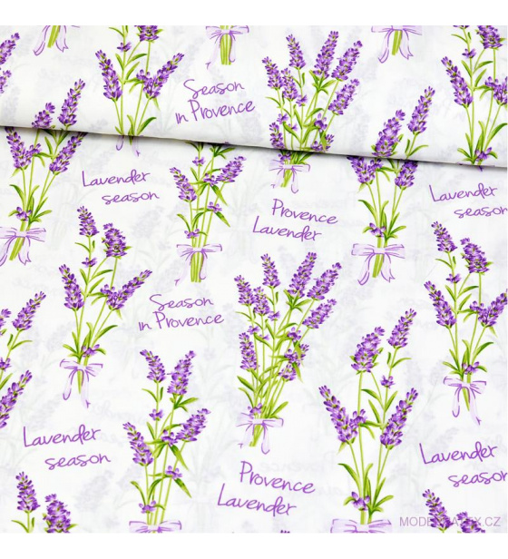 Dekorační dětská bavlněná látka vzor kytičky Levandule
