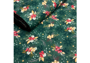 Vianočný vzor bavlnenej látky Vianoce, farba zelená, metráž 160 cm Vianočný vzor bavlnenej látky Vianoce, farba zelená, metráž 160 cm