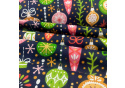 Christmas cotton fabric, by the meter, width 160 cm, Christmas ornaments on Garnet
