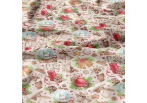 Vianočný vzor bavlnenej látky Vianoce 10 na svetlo-béžovej, metráž 160 cm Vianočný vzor bavlnenej látky Vianoce 10 na svetlo-béžovej, metráž 160 cm