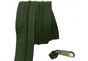 Zips špirálový, farba khaki 5 mm, metráž 