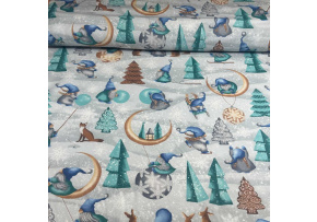 Vianočný bavlnenej látky vzor Vianoce na Šedém, metráž 160 cm Vianočný bavlnenej látky vzor Vianoce na Šedém, metráž 160 cm