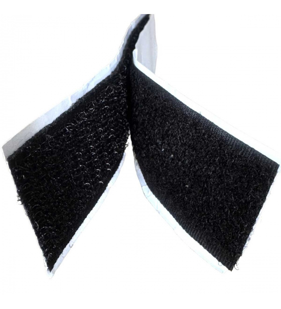 Pásik na suchý zips s lepidlom, farba Černá 2x10 cm, šírka 25 mm