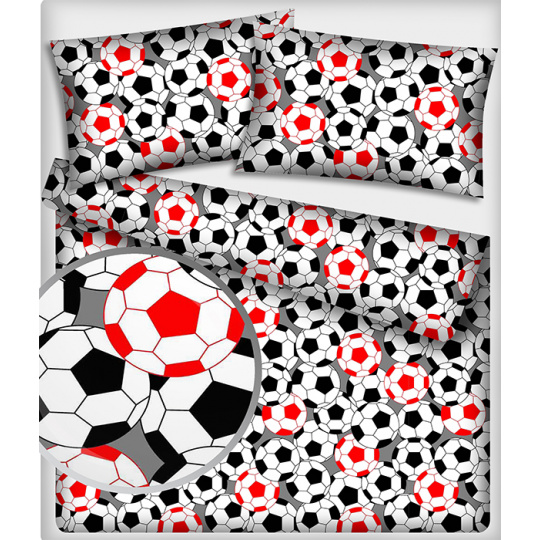 Bavlnená látka vzor football 484, farba čierna, metráž 160 cm