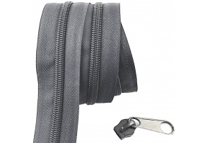 Zips špirálový, farba grafitová 5 mm, metráž