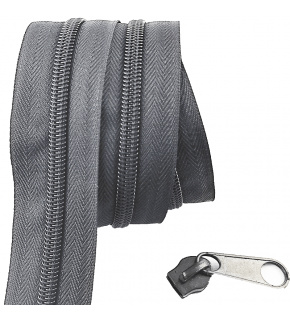 Zips špirálový, farba grafitová 5 mm, metráž