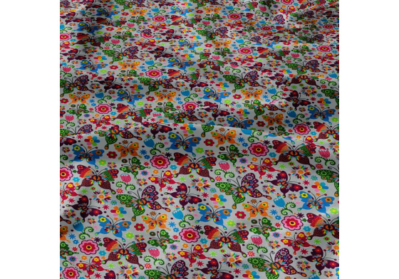 Bavlněná látka, metráž. Motýlci Léto na Šedém 