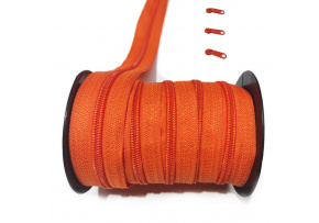 Zips špirálový, farba pomarančová 5 mm, metráž 