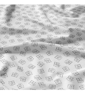 Bavlnená látka 235 vzor medveď, farba biela, metráž 160 cm  