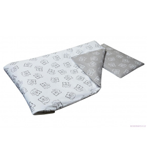 Detské obliečky do postieľky 2 dielne, vzor šedý medveď, farba šedá 