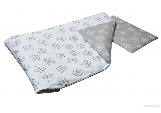 Detské obliečky do postieľky 2 dielne, vzor šedý medveď, farba šedá 