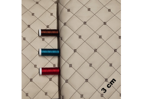 Ekokoža MIX 3x3 cm, farba béžová prešívaná hnedými niťami, metráž 145 cm Ekokoža MIX 3x3 cm, farba béžová prešívaná hnedými niťami, metráž 145 cm