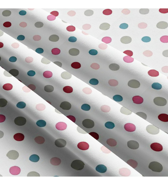 Detská bavlnená látka vzor bodka multi 18 mm na bielom, metráž 160 cm