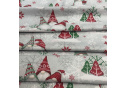 Christmas cotton fabric, by the meter, width 160 cm, Red and Green Elves on Grey