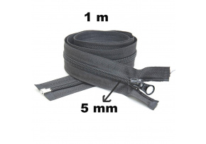 Zips špirálový, farba grafitová 5 mm, dĺžka 100 cm