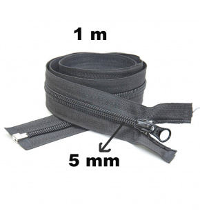Zips špirálový, farba grafitová 5 mm, dĺžka 100 cm