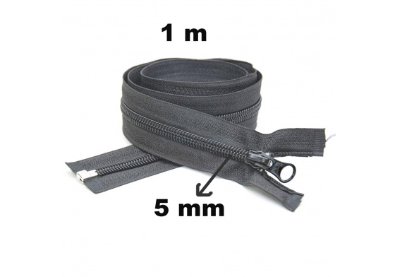 Zips špirálový, farba grafitová 5 mm, dĺžka 100 cm