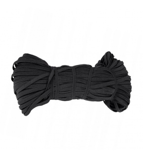 Plochá odevná guma, šírka 15 mm, farba čierna, balenie 25 m 