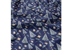 Vianočný vzor bavlnenej látky Vianoce na granátovom, metráž 160 cm