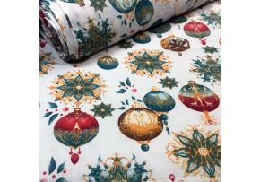 Vianočný vzor bavlnenej látky Vianočné Gule na Bielom, metráž 160 cm Vianočný vzor bavlnenej látky Vianočné Gule na Bielom, metráž 160 cm