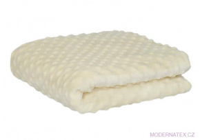 Látka Minky 380 mikroplyš vzor bodky, farba ecru Látka Minky 380 mikroplyš vzor bodky, farba ecru