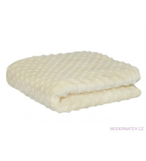 Látka Minky 380 mikroplyš vzor bodky, farba ecru