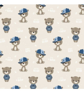 Bavlnená látka, vzor zvieratká na béžovom podklade, metráž 160 cm