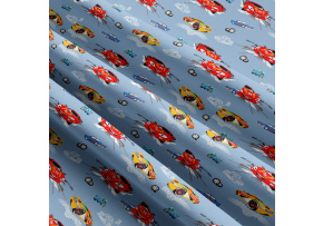 Bavlnená látka vzor auto sport, modrý podklad, metráž 160 cm Bavlnená látka vzor auto sport, modrý podklad, metráž 160 cm
