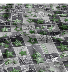 Vianočný vzor bavlnenej látky Viianoce 47, zelená farba, metráž 160 cm 