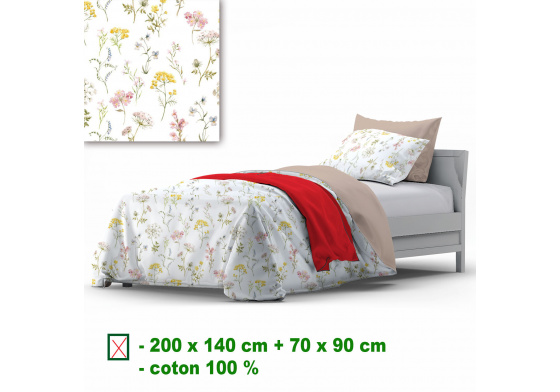 Bavlnené obliečky na zips, farba Biela, 140x200 cm 