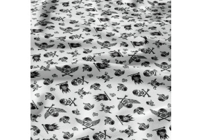 Bavlnená látka vzor lebky čierne na bielom, metráž 160 cm