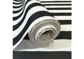 Látka do exteriéru na zahradné lehátka a húpacie siete, farba bielo-čierna, prúžok 5 cm