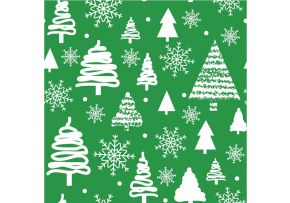 Vianočný vzor bavlnenej látky zelený, metráž 160 cm