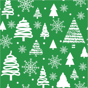 Vianočný vzor bavlnenej látky zelený, metráž 160 cm