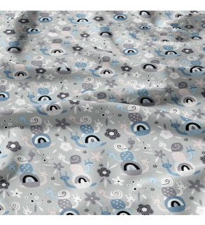 Bavlnená látka vzor Slimáky šedé na šedom podklade, metráž 160 cm  