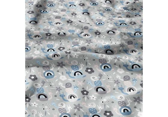 Bavlnená látka vzor Slimáky šedé na šedom podklade, metráž 160 cm  