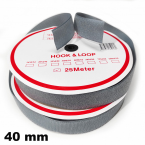 Pásek na suchý zip Háček a Smyčka set šedý 40 mm balení 25 m
