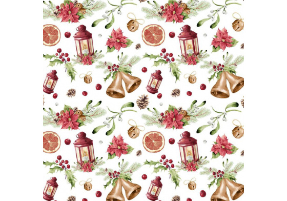 Vánoční látka, metráž 160 cm, vzor 10 na bílém