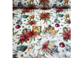 Vianočná bavlnená látka na meter, šírka 160 cm, na vianočné dekorácie