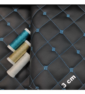 Ekokoža MIX 3x3 cm, prešívaná, farba čierno-tyrkysová, metráž 145 cm Ekokoža MIX 3x3 cm, prešívaná, farba čierno-tyrkysová, metráž 145 cm