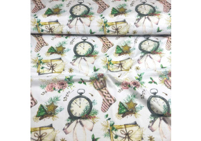 Vianočný bavlnenej látky vzor Vianoce na Bielom, metráž 160 cm Vianočný bavlnenej látky vzor Vianoce na Bielom, metráž 160 cm