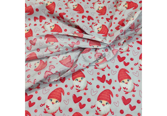 Tissus en coton de Noël au mètre, motif Saint Nikolas sur gris, 160 cm