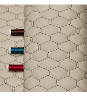 Ekokoža GEO farba béžová prešívaná hnedou niťou, metráž 145 cm Ekokoža GEO farba béžová prešívaná hnedou niťou, metráž 145 cm