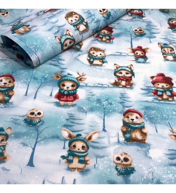 Vánoční bavlněná látka, metráž, šíře 160 cm, vzor Vánoce na Bílém 47