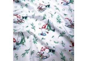 Vianočný bavlnenej látky vzor Vianoce na Bielom, metráž 160 cm